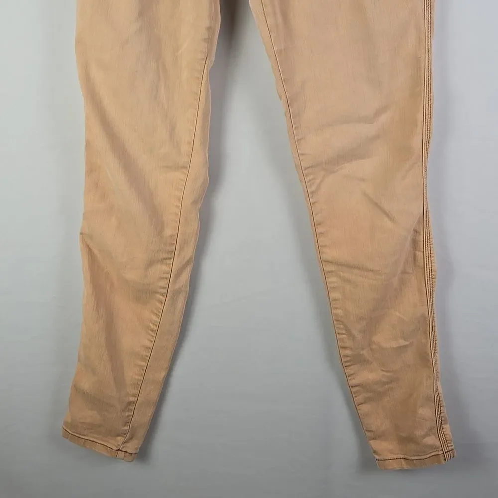 Free People Women's Tan‎ Low Rise Denim Jeans Tapered Spring Boho Skinny Sz 28